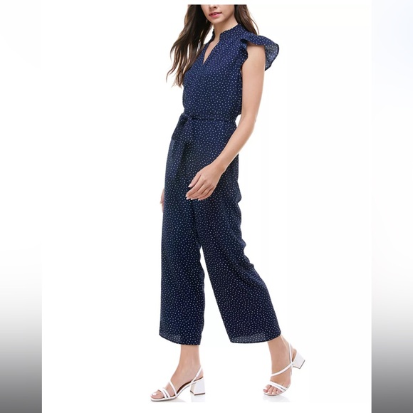 BNWT Dot-Print Tie-Waist Jumpsuit - Picture 2 of 6